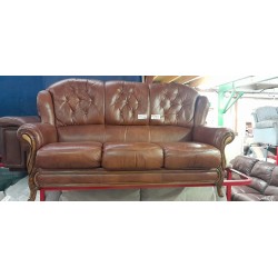 Italian Barbara Leather Sofa and Chair